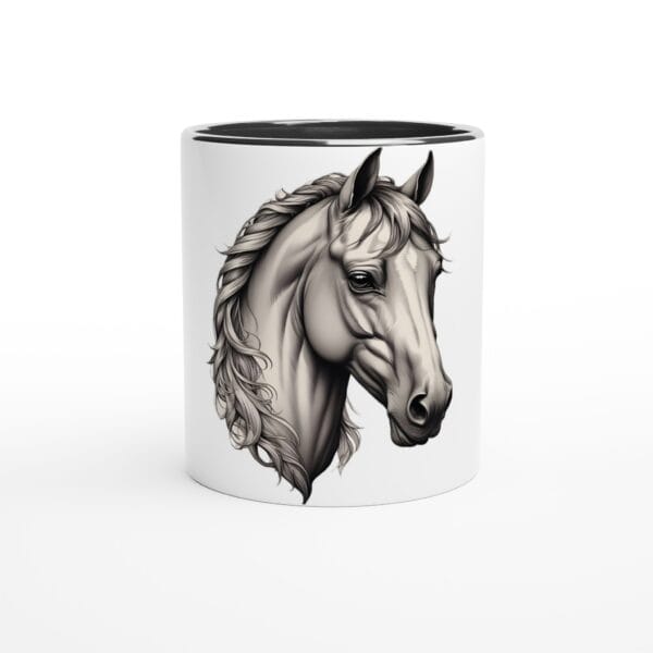 Mug en céramique blanche 325 ml (11 oz) avec intérieur coloré | Tête de Cheval N-B