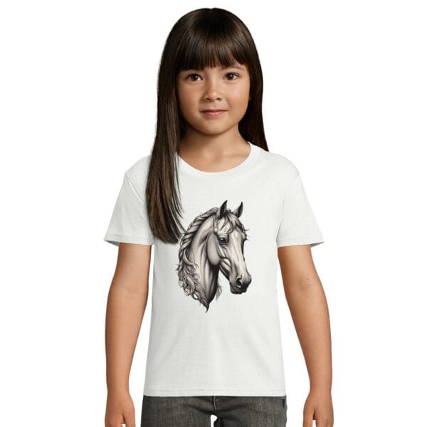 T-shirt enfant bio ajusté | SOL'S Pioneer Kids 03578 | Tête de Cheval N-B